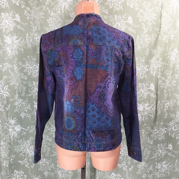 Chico's Multi-Colored Paisley Print Jean Jacket - Picture 12 of 15